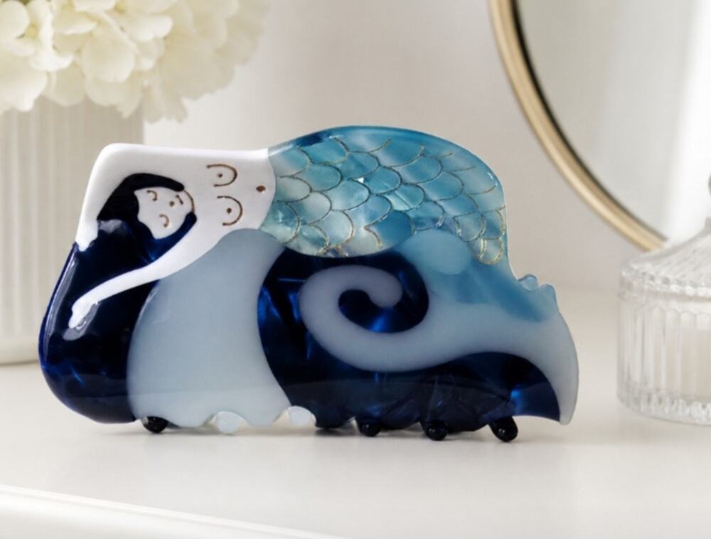 Acetate Blue Mermaid Hair Claw Clip New